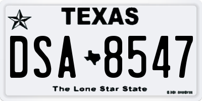 TX license plate DSA8547