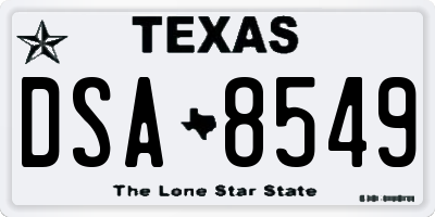 TX license plate DSA8549