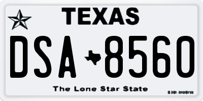TX license plate DSA8560