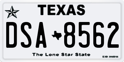 TX license plate DSA8562