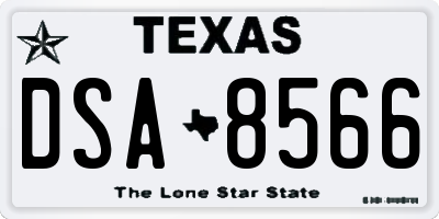 TX license plate DSA8566