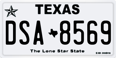 TX license plate DSA8569