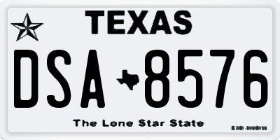 TX license plate DSA8576