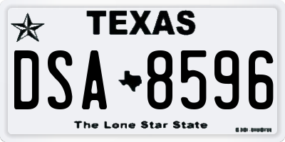 TX license plate DSA8596