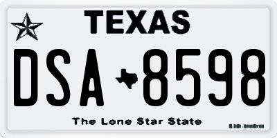 TX license plate DSA8598
