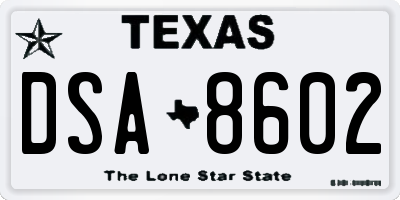 TX license plate DSA8602