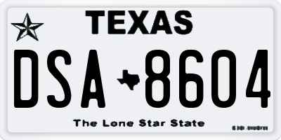 TX license plate DSA8604