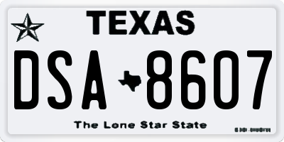 TX license plate DSA8607