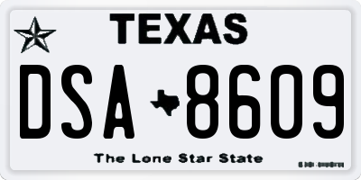 TX license plate DSA8609