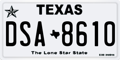 TX license plate DSA8610