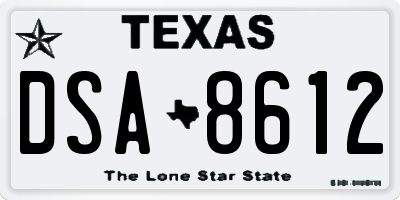 TX license plate DSA8612
