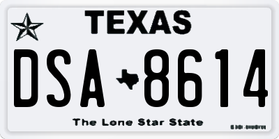 TX license plate DSA8614
