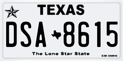TX license plate DSA8615