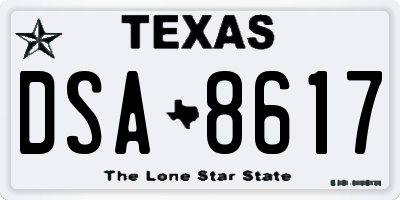 TX license plate DSA8617