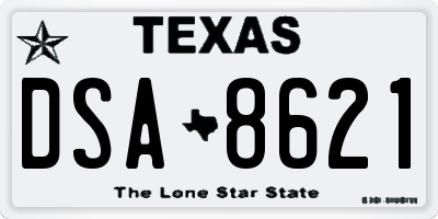TX license plate DSA8621