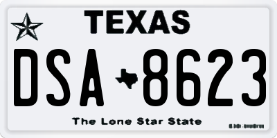 TX license plate DSA8623