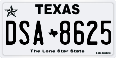 TX license plate DSA8625