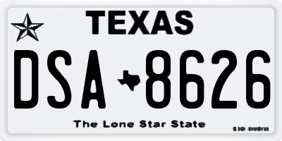 TX license plate DSA8626