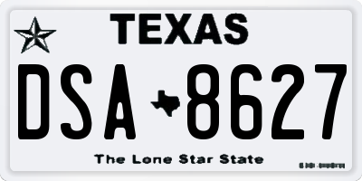 TX license plate DSA8627