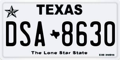 TX license plate DSA8630