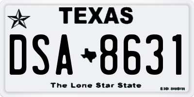 TX license plate DSA8631