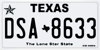 TX license plate DSA8633