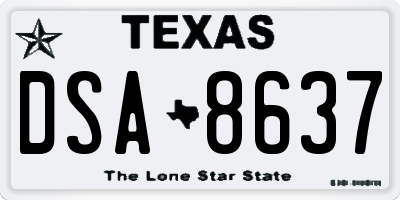 TX license plate DSA8637