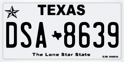 TX license plate DSA8639