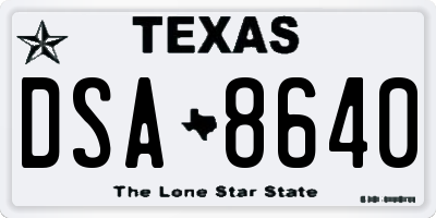 TX license plate DSA8640