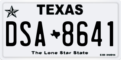 TX license plate DSA8641