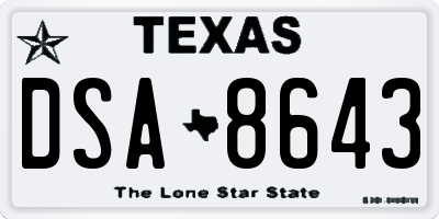 TX license plate DSA8643
