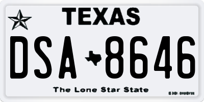 TX license plate DSA8646