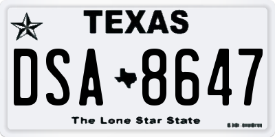 TX license plate DSA8647