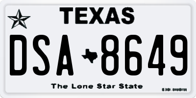 TX license plate DSA8649