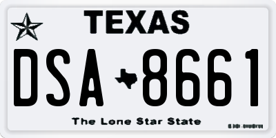 TX license plate DSA8661
