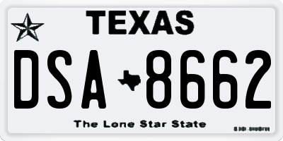 TX license plate DSA8662