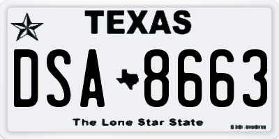 TX license plate DSA8663