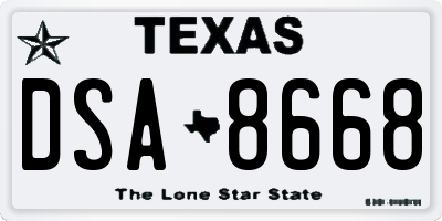 TX license plate DSA8668