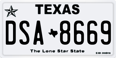TX license plate DSA8669