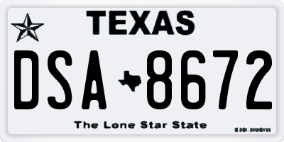 TX license plate DSA8672