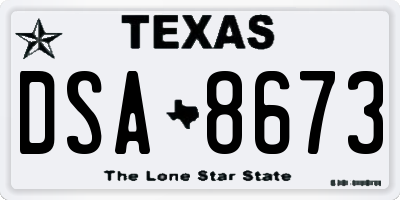TX license plate DSA8673