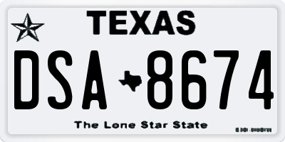 TX license plate DSA8674