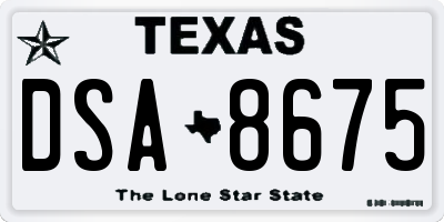 TX license plate DSA8675