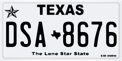 TX license plate DSA8676