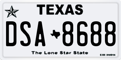 TX license plate DSA8688