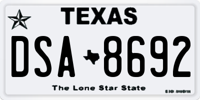 TX license plate DSA8692