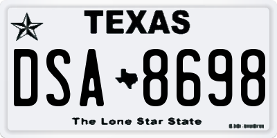 TX license plate DSA8698