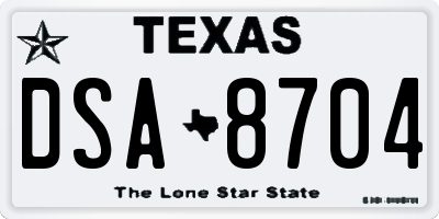 TX license plate DSA8704