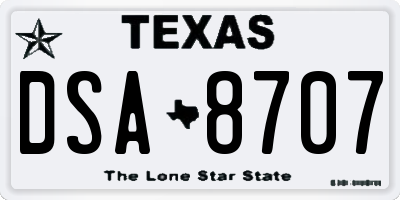 TX license plate DSA8707