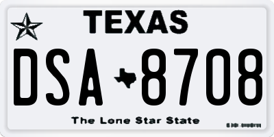 TX license plate DSA8708